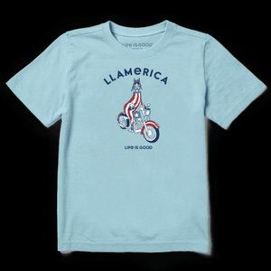Life is Good Llamerica Crusher T Shirt Patriotic